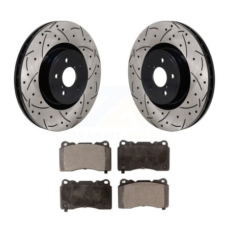 Transit Auto Front Coated Drill Slot Disc Brake Rotor Ceramic Pad Kit